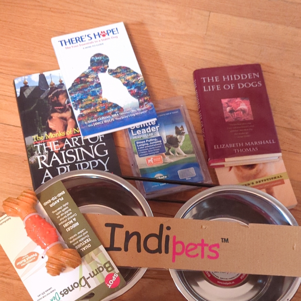 Indipets Dog Bowls Gentle Leader Dental Bone Books Puppy Raising